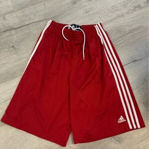 Red adidas basketball shorts